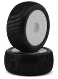 TZO-TZT202S-W TZO Tires 202 1/8 Truggy Pre-Glued Tire Set (White) (2) (Soft)-WHEELS AND TIRES-Mike's Hobby