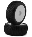 TZO-TZK-T202SS-W TZO Tires 202 1/8 Truggy Pre-Glued Tire Set (White) (2) (Super Clay)-WHEELS AND TIRES-Mike's Hobby