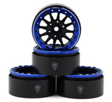 TLHTWHEELS-10 Treal Hobby Type D 1.9" 12-Spoke Beadlock Wheels (Black/Blue) (4)-WHEELS AND TIRES-Mike's Hobby