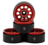 TLHTWHEEL-52 Treal Hobby 1.9" Type F 10-Hole Aluminum Crawler Beadlock Wheels (Red) (4) (128.6g ea)