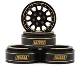INJYQW-1101BK Injora 1.0" Brass Multi-Spoke Micro Rock Crawler Beadlock Wheels (42g ea) (Black) (4) (-3.75mm Offset)-WHEELS AND TIRES-Mike's Hobby