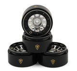 TLHTSCX30-142 Treal Hobby Type E 0.7" Aluminum Micro Crawler Beadlock Wheels (Silver) (4) (9.5g ea) w/Brass Rings-WHEELS AND TIRES-Mike's Hobby