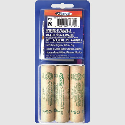 EST10023 C6-3 Model Rocket Engines (3pk)-ROCKETS-Mike's Hobby