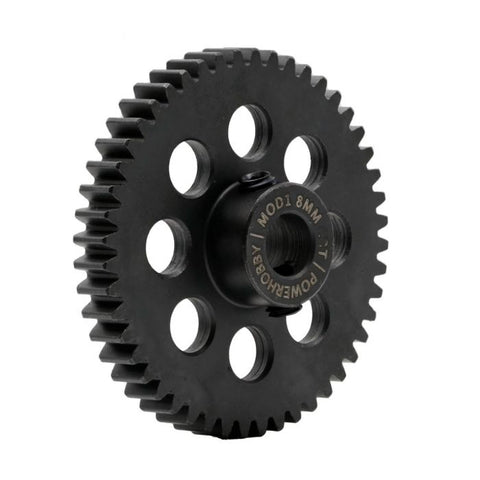 PHBPH46TM8 PowerHobby Hardened Steel 46 Tooth Mod1 8mm Pinion Gear with 2 Grub Screws-PINION GEAR-Mike's Hobby