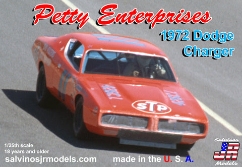 SJMPEDC1972D 1/25 Petty Enterprises 1972 Dodge Charger Plastic Model Car Kit-plastic model-Mike's Hobby