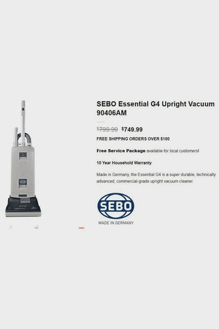 SEBO G4 Upright Vacuum-Vacuums-Mike's Hobby