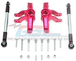 Aluminum Front Knuckle Arm + Stainless Steel Adjustable Tie Rods - 18Pc Set Red-RC CAR PARTS-Mike's Hobby