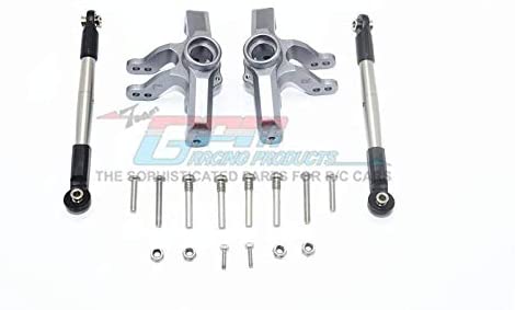 Aluminum Front Knuckle Arm + Stainless Steel Adjustable Tie Rods - 18Pc Set Gray Silver-RC CAR PARTS-Mike's Hobby