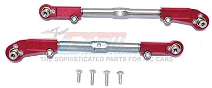 Aluminum + Stainless Steel Adjustable Front Steering Tie Rod - 2Pc Set Red-RC CAR PARTS-Mike's Hobby