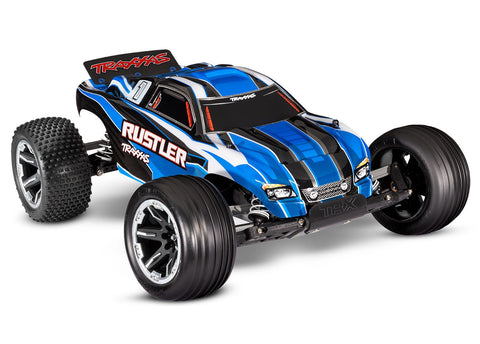 TRA37054-8-BLUE RUSTLER USBC-1/10 TRUCK-Mike's Hobby