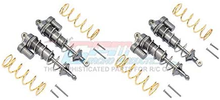Aluminum Front & Rear L-Shape Piggy Back Spring Dampers 125mm - 2 Pair Set Gray Silver-RC CAR PARTS-Mike's Hobby