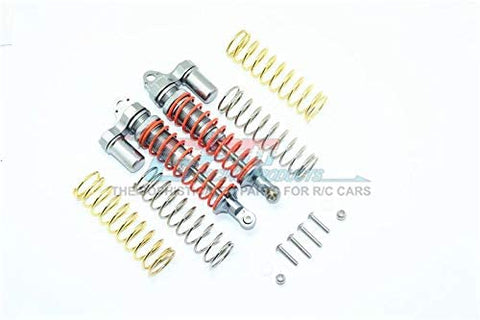 Aluminum Rear Adjustable L-Shape Piggy Back Shocks 102mm - 1Pr Set Gray Silver-RC CAR PARTS-Mike's Hobby