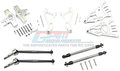 Aluminum Front Upper & Lower Arms + Knuckle Arms + Harden Steel CVD Drive Shaft + SST Turnbuckles - 36Pc Set Silver-RC CAR PARTS-Mike's Hobby