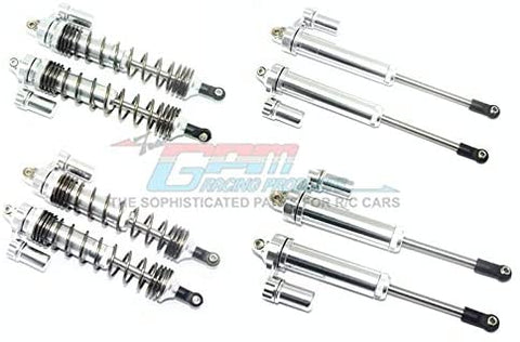 Aluminum Front+Rear L-Shape Piggy Back Damper - 8Pc Set Silver-RC CAR PARTS-Mike's Hobby