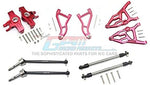 Aluminum Front Upper & Lower Arms + Knuckle Arms + Harden Steel CVD Drive Shaft + SST Turnbuckles - 36Pc Set Red-RC CAR PARTS-Mike's Hobby