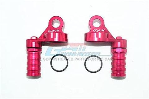 Aluminum Damper Cap with Piggyback Reservoirs - 4Pc Set Red-RC CAR PARTS-Mike's Hobby