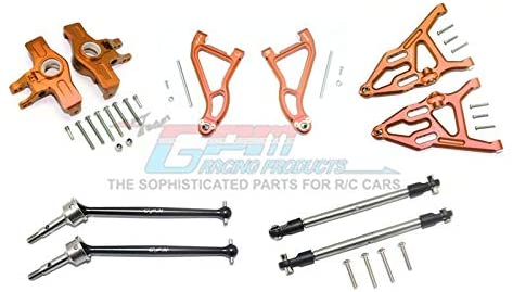 Aluminum Front Upper & Lower Arms + Knuckle Arms + Harden Steel CVD Drive Shaft + SST Turnbuckles - 36Pc Set Orange-RC CAR PARTS-Mike's Hobby