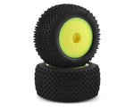 LOS41009 Step Pin Tires, Rear, Mounted, Yellow: Mini-T 2.0-WHEELS AND TIRES-Mike's Hobby