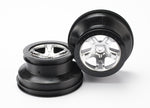 Traxxas Dual Profile Short Course Wheels (Satin Chrome/Black) (2) (Slash Rear) 12mm Hex-PARTS-Mike's Hobby