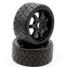 PHBPHT5101 1/8 Gripper 42/100 Belted Mounted Tires 17mm Black-WHEELS AND TIRES-Mike's Hobby