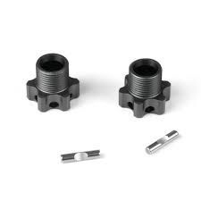 TKR5071D – Wheel Hubs (+3mm, lightened, gun metal ano, w/pins, 2pcs)-PARTS-Mike's Hobby