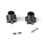 TKR5071E – Wheel Hubs (+4mm, lightened, gun metal ano, w/pins, 2pcs)-PARTS-Mike's Hobby