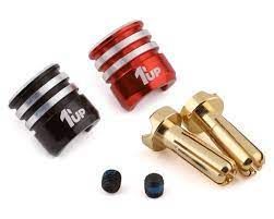 1UP190435 1UP Racing Heatsink Bullet Plug Grips w/4mm Bullets (Black/Red)-CONNECTORS-Mike's Hobby