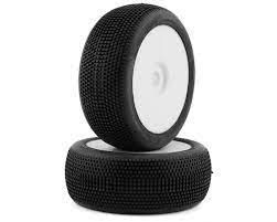 GRP Cubic PreMounted 1/8 Buggy Tires (2) (White) (Soft)-WHEELS AND TIRES-Mike's Hobby