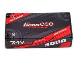 Gens ace 5000mAh 7.4V 2S2P 60C HardCase Lipo Battery Shorty Pack with 4.0mm bullet to Deans plug-BATTERY-Mike's Hobby