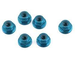 1UP Racing 3mm Aluminum Flanged Locknuts (Blue) (6)-PARTS-Mike's Hobby