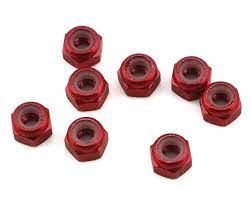 1UP Racing 3mm Aluminum Locknuts (Red) (8)-PARTS-Mike's Hobby