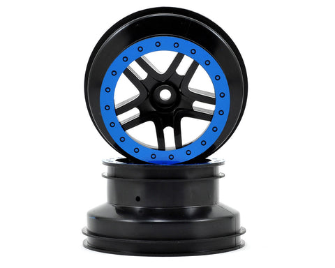 Traxxas Dual Profile Split-Spoke SCT Wheels (Black/Blue) (2) (Slash Front) 12mm Hex-PARTS-Mike's Hobby