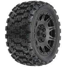 1/6 Badlands MX57 Fr/Rr 5.7" Mntd 24mm Blk (2)-WHEELS AND TIRES-Mike's Hobby