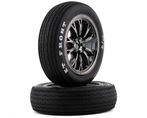Traxxas Drag Slash Front Pre-Mounted Tires (Black Chrome) (2) w/Weld Wheels & 12mm Hex-PARTS-Mike's Hobby