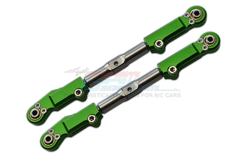 GPM SLEDGE ALUMINUM+STAINLESS STEEL REAR UPPER ARM TIE ROD -2PC SET GREEN-PARTS-Mike's Hobby