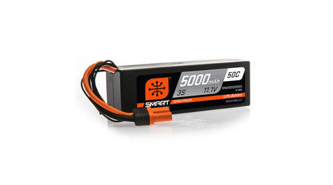 Spektrum 11.1V 5000mAh 3S 50C Smart Hardcase LiPo Battery: IC3 (SPMX50003S50H3)-LiPo Battery-Mike's Hobby