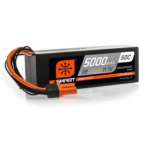 SPMX50003S50H5 Spektrum 11.1V 5000mAh 3S 50C Smart Hardcase LiPo Battery: IC5-LiPo Battery-Mike's Hobby