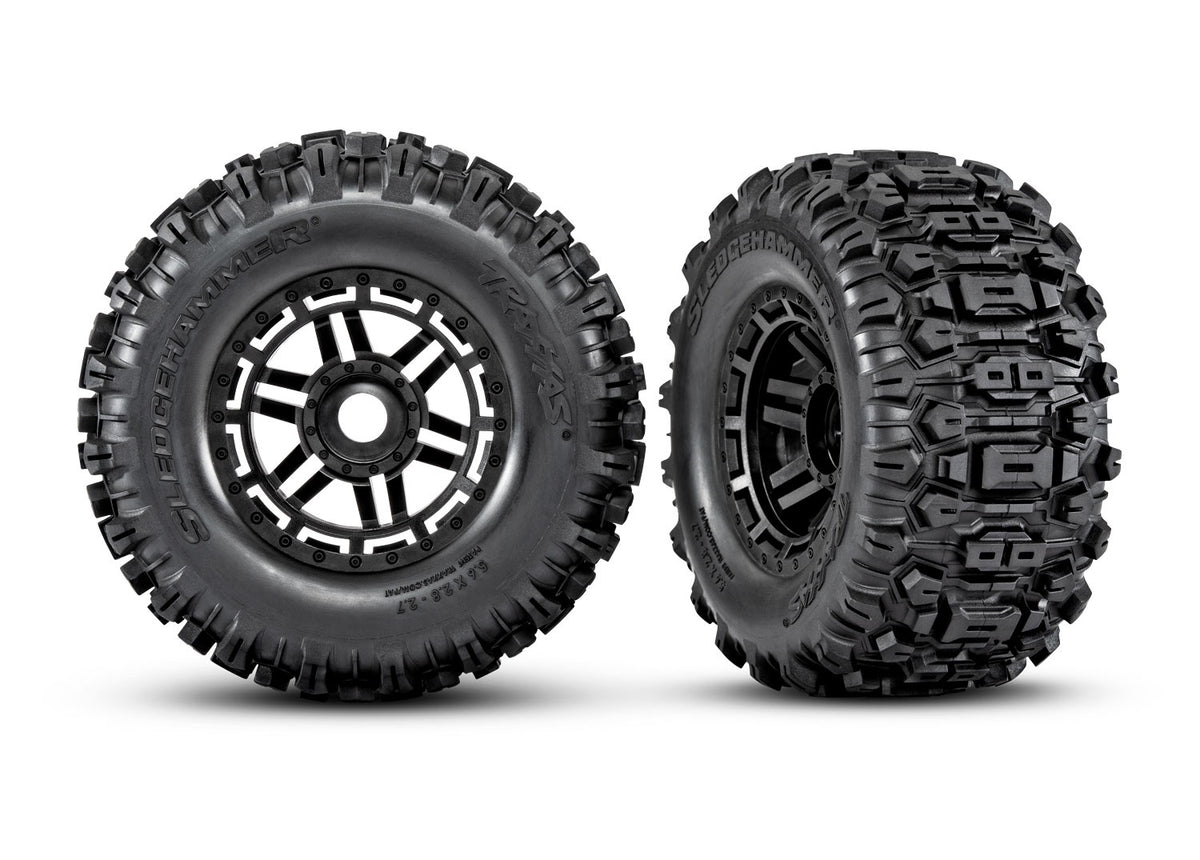 TRA8973 Tires & wheels, assembled, glued (black wheels, dual profile ...