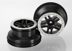 Traxxas Dual Profile Split-Spoke SCT Wheels (Black/Satin Chrome-2) (Slash Rear) 12mm Hex-PARTS-Mike's Hobby