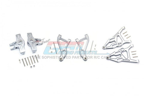 GPM RACING Traxxas UDR Aluminum Front Upper & Lower Arms + Knuckle Arms Set - 28Pc Set SILVER-RC CAR PARTS-Mike's Hobby