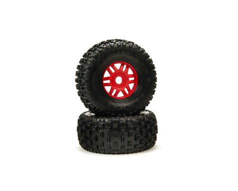 ARA550065 Arrma Mojave 6S BLX dBoots "Fortress" Pre-Mounted Tire Set (Red) (2)-WHEELS AND TIRES-Mike's Hobby