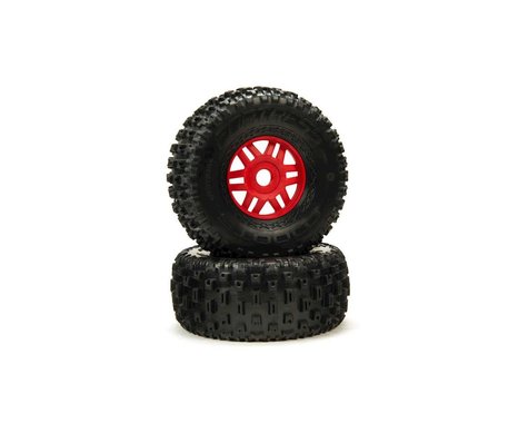 Arrma Mojave 6S BLX dBoots "Fortress" Pre-Mounted Tire Set (Red) (2)-WHEELS AND TIRES-Mike's Hobby