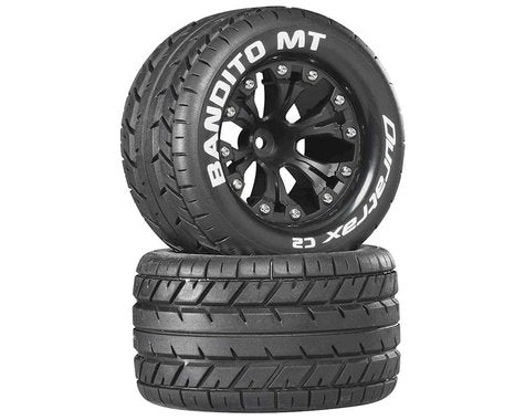 DuraTrax Bandito 2.8" Mounted Nitro Rear Truck Tires (Black) (2) (1/2 Offset) w/12mm Hex-WHEELS AND TIRES-Mike's Hobby