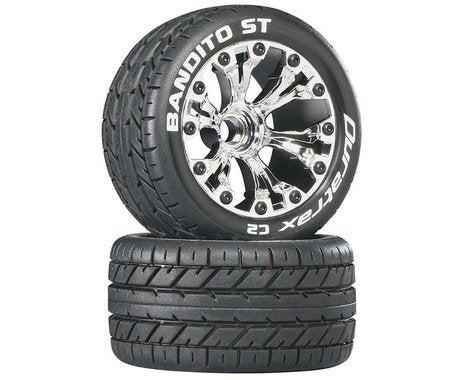DuraTrax Bandito ST 2.8" 2WD Mounted Front C2 Tires (Chrome) (2)-WHEELS AND TIRES-Mike's Hobby
