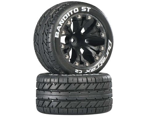 DuraTrax Bandito ST 2.8" Mounted Rear Truck Tires (Black) (2) (1/2 Offset) w/12mm Hex-WHEELS AND TIRES-Mike's Hobby