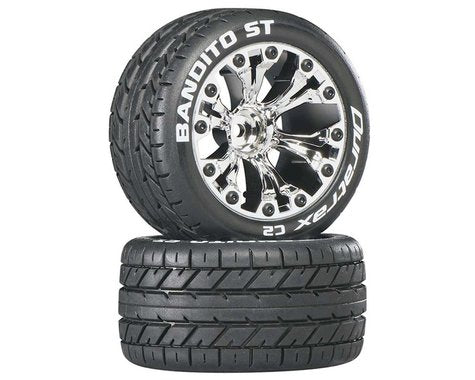 DuraTrax Bandito ST 2.8" Mounted Rear Truck Tires (Chrome) (2) (1/2 Offset) w/12mm Hex-Mike's Hobby