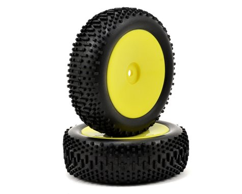 Losi Mini King Pin Pre-Mounted Front Tire Set (2) (Mini 8IGHT) (Yellow)-Mike's Hobby