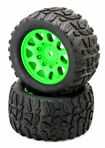 Power Hobby Raptor XL Belted Tires w/ Viper Wheels Traxxas XMaxx 8S 2pcs Green-RC Car Tires and Wheels-Mike's Hobby
