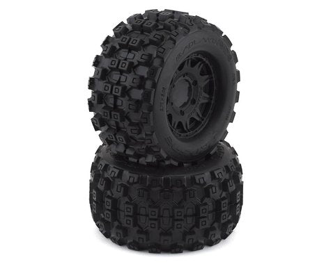 Pro-Line Badlands MX28 2.8" Pre-Mounted Tires w/Raid 6x30 Wheels (2) (M2) (Black) w/Removable Hex-RC Car Tires and Wheels-Mike's Hobby