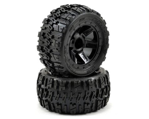 Pro-Line Pre-Mounted Trencher Desperado Wheels (2) (1/16 E-Revo) (Black)-WHEELS AND TIRES-Mike's Hobby